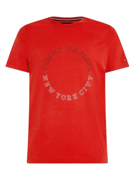 Camiseta Tommy Hilfiger Infantil Vermelha Circular NYC