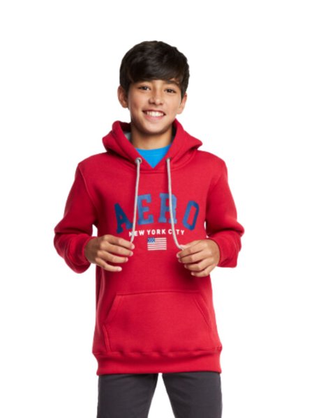 Moletom Aeropostale Teen Fechado Capuz  AERO NYC Flag Vermelho