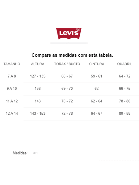 Tamanhos Levis Levis Medidas Jeans Calça Jeans Levi's 511™ Slim