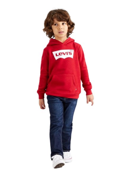 Moletom Levis Infantil Vermelho Bat White c/ Capuz