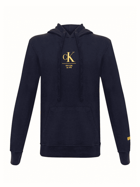 Blusa Moletom Calvin Klein Jeans Infantil Logo CK New York Marinho