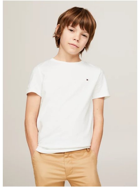 Camiseta Tommy Hilfiger Infantil Algodão Orgânico  Bright White