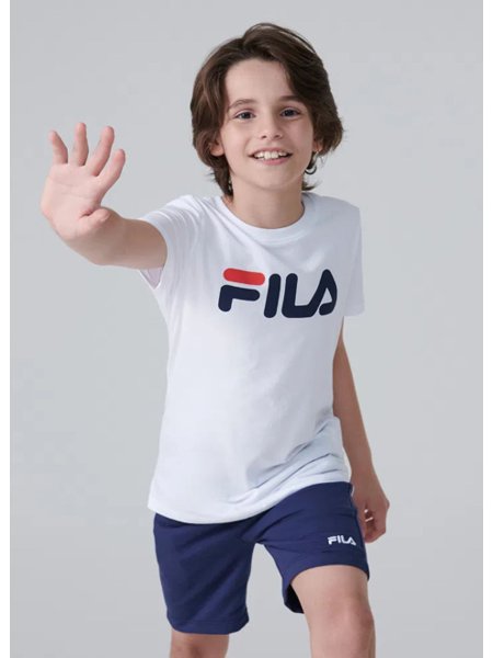 Camiseta Fila Infantil Manga Curta Letter Premium White Boys Concept
