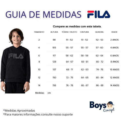 Tabela tamanho tenis 2024 fila