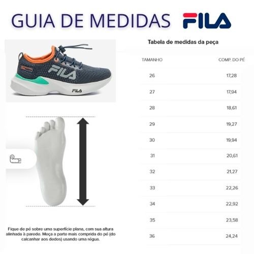 Tabela medidas store tenis nike infantil