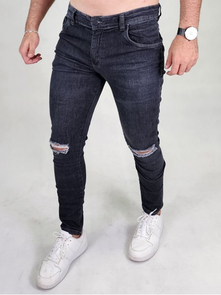 Jeans Masculina Calça Da Moda Rasgada Calça Jeans Skinny