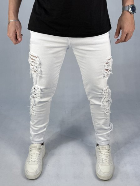Jeans Look Masculino Todo Branco Calça Jeans Skinny Masculina