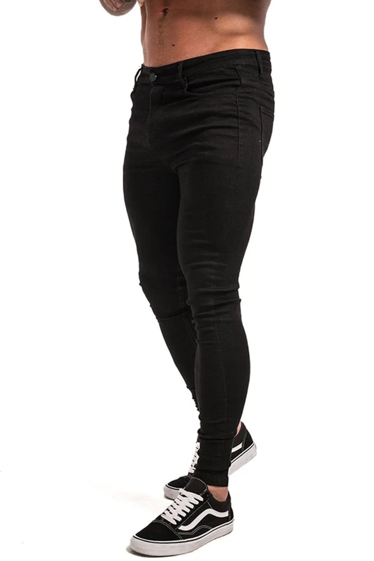 Jeans Skinny Rasgada CalÇa Jeans Preta Masculina Rasgado No Joelho