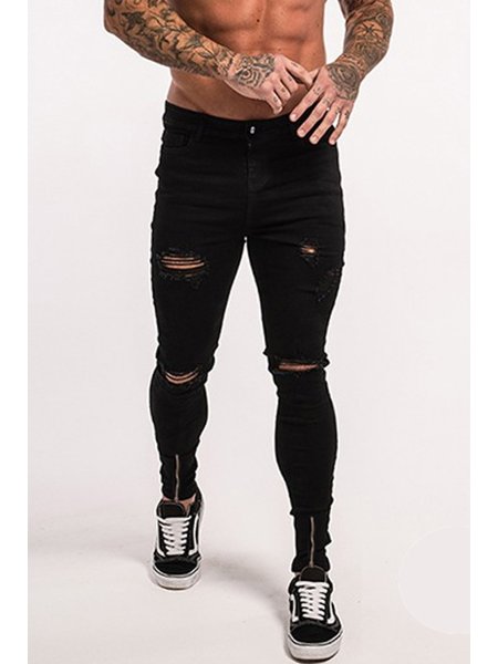 calça preta com ziper na perna masculina