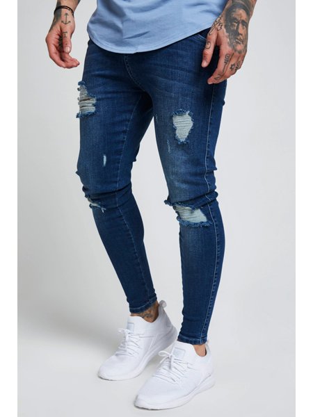Calça Jeans Skinny Destroyed Azul1