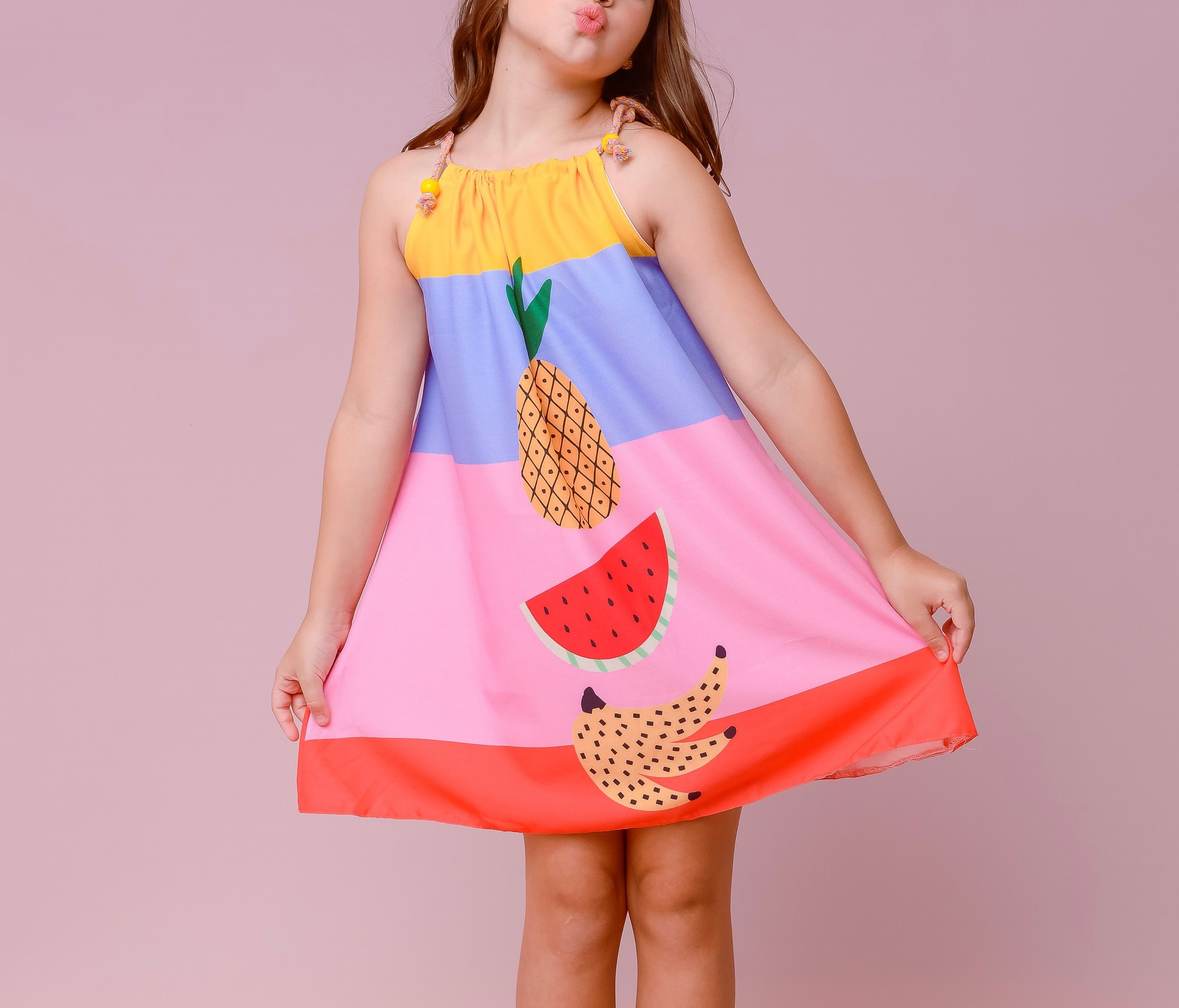 ROUPA BONECA - VESTIDO SALADA DE FRUTA