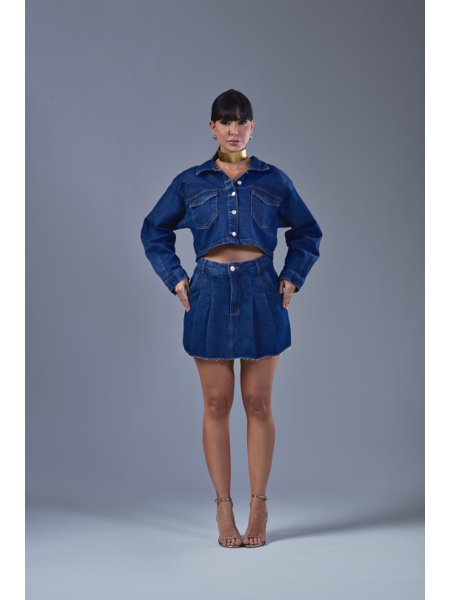 Camisa Jeans Saia Plissada Com Camiseta Saia Plissada Por Rica De