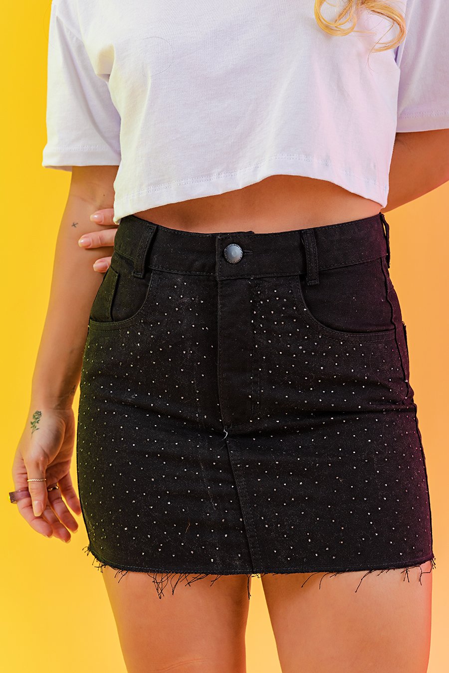 saia preta com brilho TLF JEANS