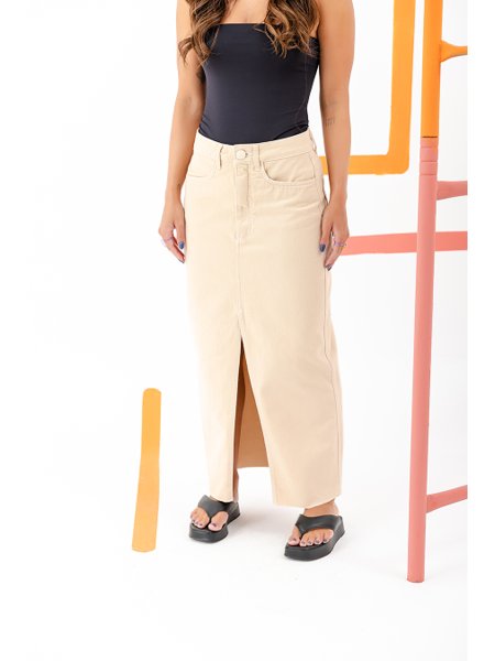 saia midi jeans bege TLF JEANS