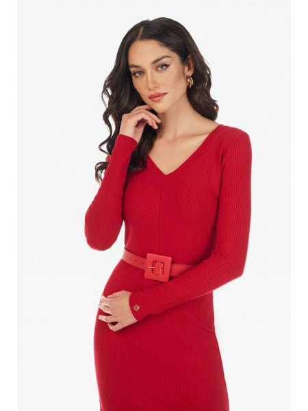 Vestido Tubinho Gola Assimétrica - Effemme Fashion Store  Vestidos  ajustados, Vestidos rojos elegantes, Vestido body con