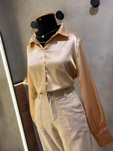 Camisa Cetim Glow Elisa Nude