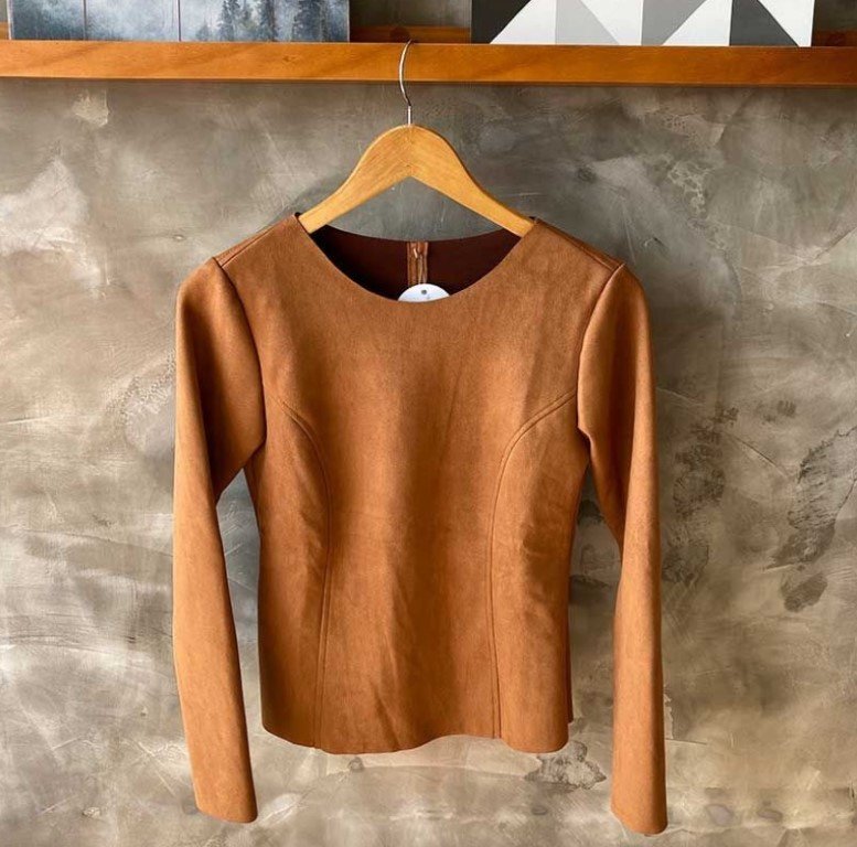 Blusa manga longa suede Clearance
