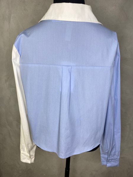 Camisa Elisa Com Bolso Azul/Branca Charry