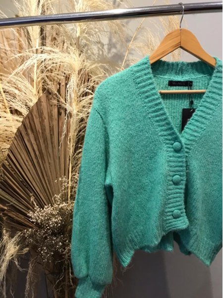 cardigan verde agua