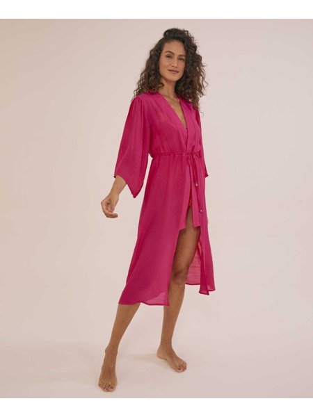 Saída Rayon Midi Com Amarração Pink New Beach