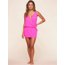 Saída Vestido Curto Transpassado Pink Neon Água Doce