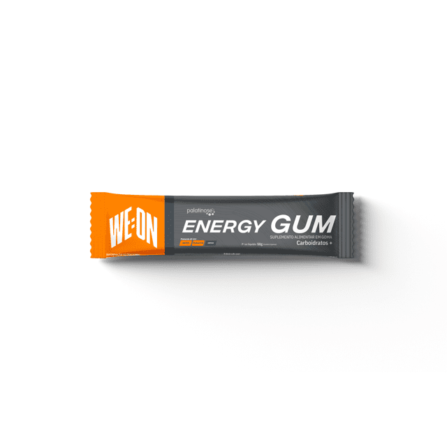 GUM+ ENERGY + PALATINOSE Tangerina - Suplemento em Goma - 600gr - Caixa com 12 saches 