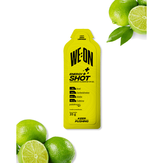 Energy Shot - Sabor Swiss Lemonade - com Cafeína - Suplemento em Gel - Caixa com 10 saches