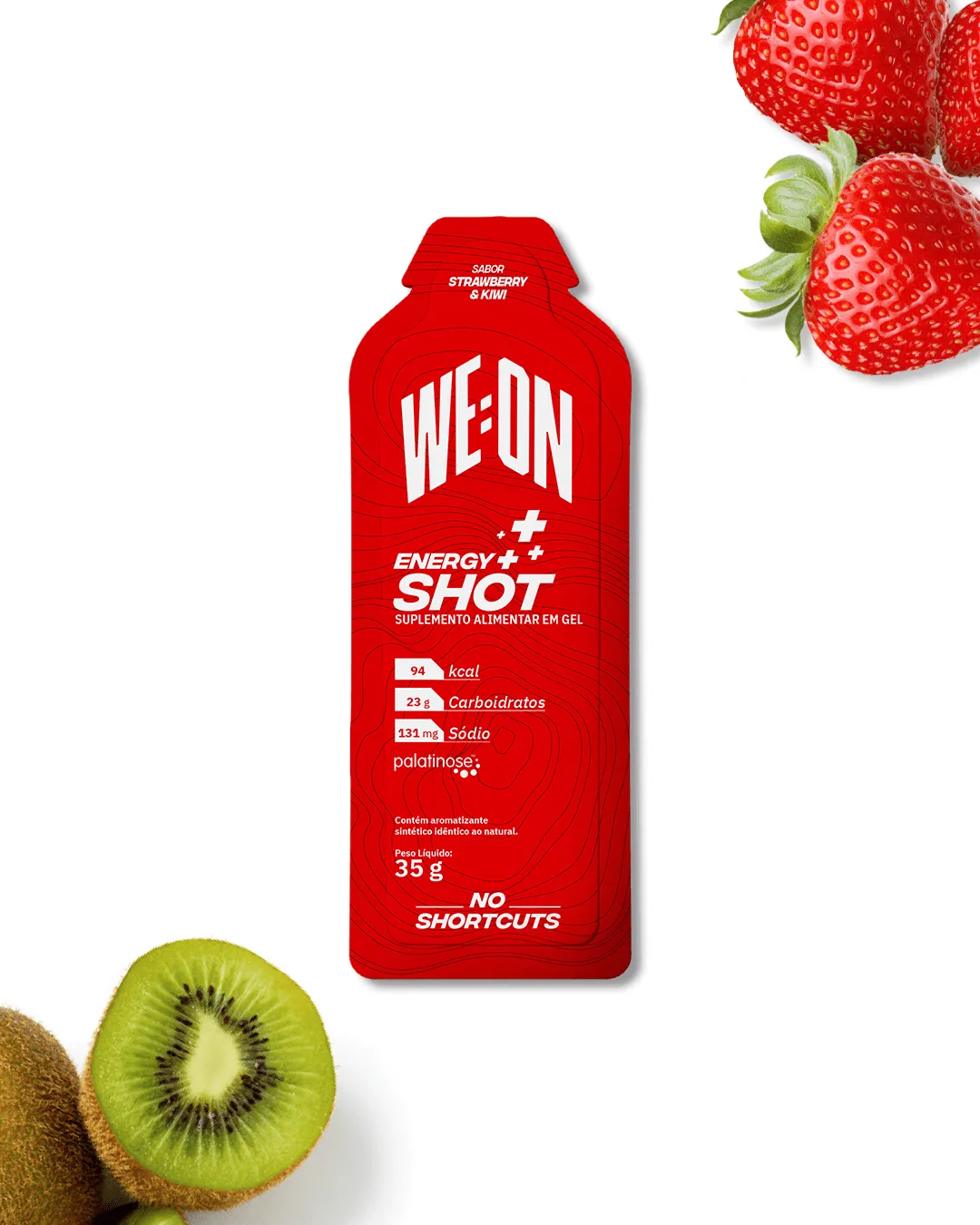 Energy Shot - Sabor Strawberry & Kiwi - Suplemento em Gel - 35gr - Caixa com 10 saches