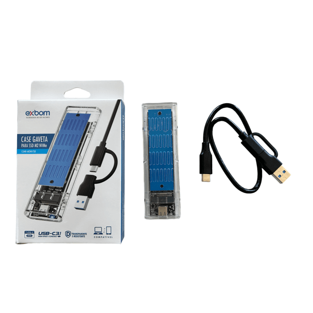 Case Adaptador Ssd M2 NVME USB-C para Usb 3.0 ou USB 3.1