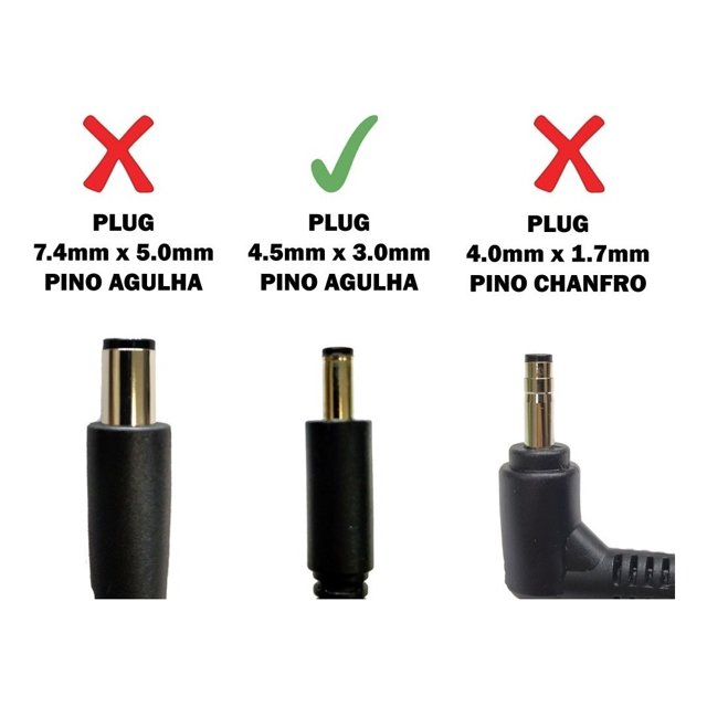 Fonte carregador para notebook dell 19.5v 3.34a plug 4.5mm - 3.0mm 65w | Bak Distribuidor de peças para notebook