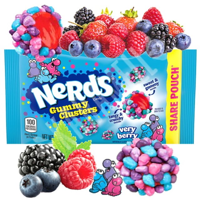 Balas Gummy Clusters Tangy Crunchy Very Berry Nerds - Importado EUA ...