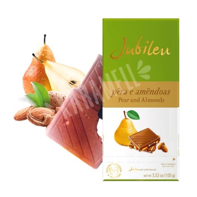 Barra Chocolate ao Leite Jubileu - Pera e Amêndoas - Portugal