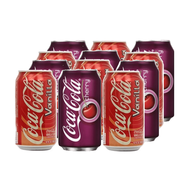 Refrigerantes Importados dos EUA - KIT 12 Latas - 6 Coca Cola Cherry e 6 Coca Cola Vanilla