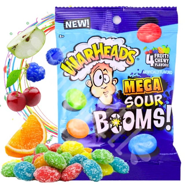 Warheads Mega Sour Booms Fruit Chew Balas - Importado | Karamell Store