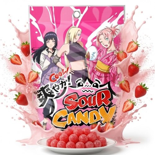 Balas Super ácidas Azedas Sour Candy - Morango - 65g | Naruto