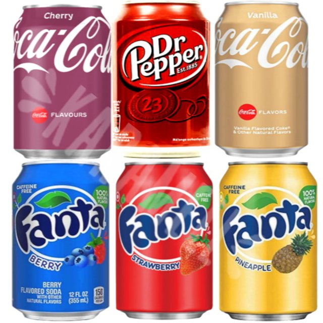 Kit Box 6 Refrigerantes Importados - Cocas Fanta Dr Pepper