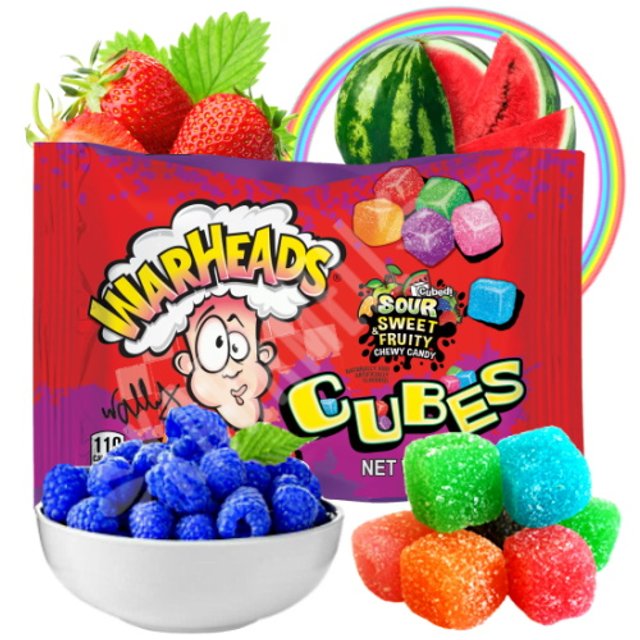 Balas Chewy Cubes Sour Sweet  Fruity - Warheads - Importado EUA 