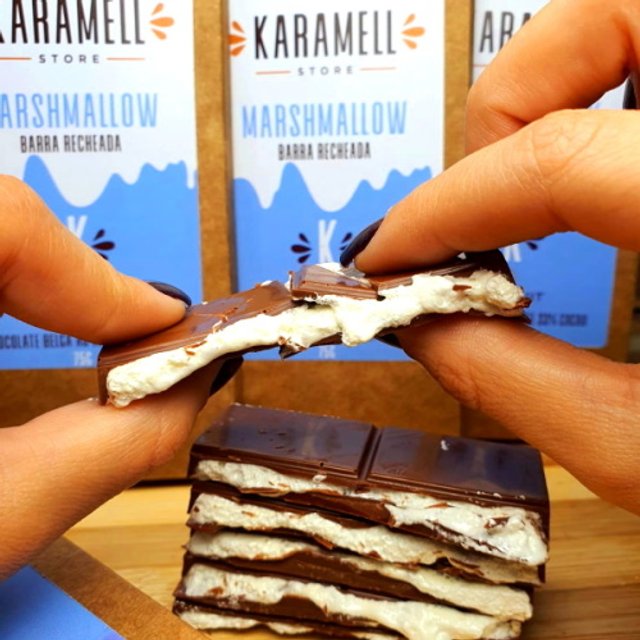 Chocolate Belga Recheado Marshmallow de Colher - Linha Karamell