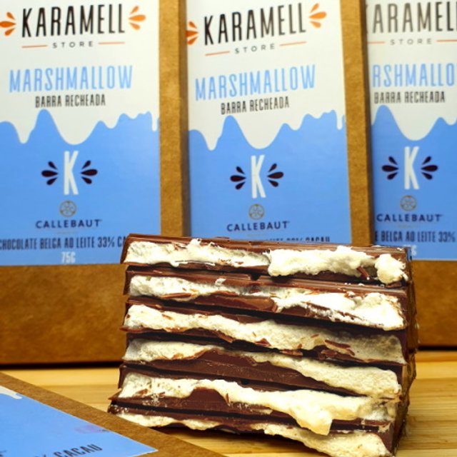 Chocolate Belga Recheado Marshmallow de Colher - Linha Karamell