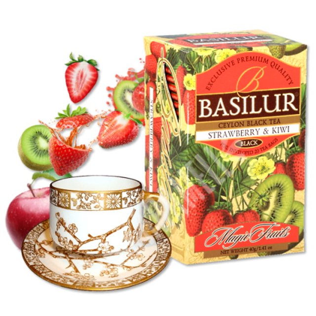 Chá Basilur - Ceylon Black Tea Strawberry & Kiwi 20 Sachês - Sri Lanka