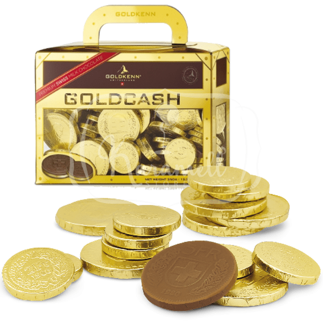 Goldkenn Gold Cash - Moedas de Chocolate ao Leite - Importado da Suíça