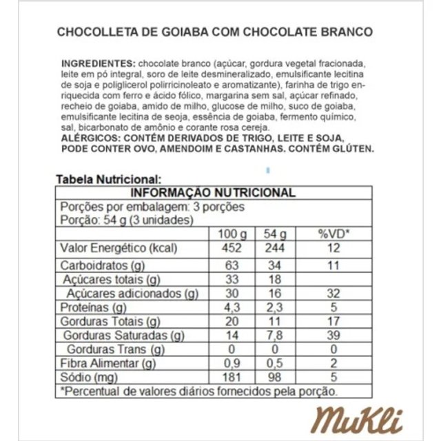 Biscoito Goiaba Chocolate Branco Premium Chocolletas - Mukli Alfajores