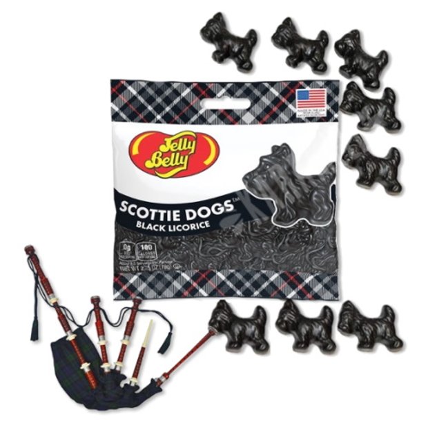 Scottie Dogs Black Licorice Jelly Belly Balas Sabor Alcaçuz Real EUA