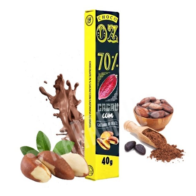 Chocolate 70% Cacau com Castanha do Pará 40g - Choco Oz