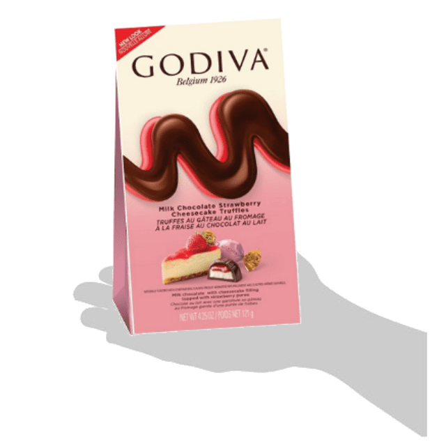 Trufas Godiva Milk Strawberry Cheesecake - Chocolate ao Leite & Cheesecake de Morango - Importado da Bélgica - 121g