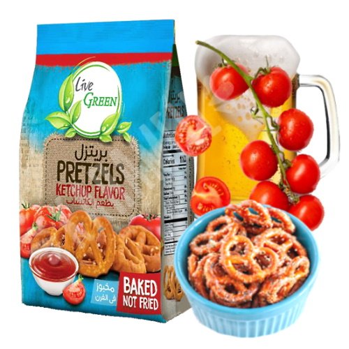 Pretzels Baked Ketchup Flavor Live Green Importado Egito Karamell