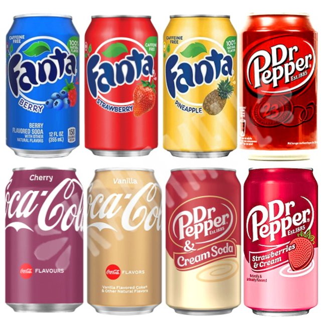 Kit 8 Refrigerantes Importados - Coca Fanta Dr Pepper