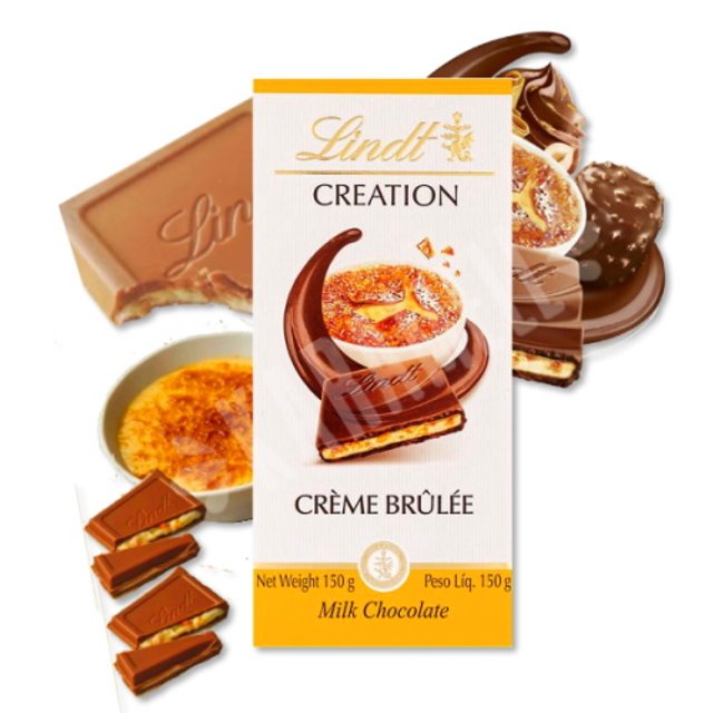 Chocolate ao Leite Recheado Crème Brûlée - Lindt - Importado França