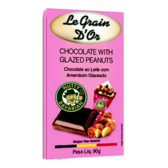 Chocolate Leite Nutty Bavarian Amendoim Glaceado - Le Grain D'or - Bélgica