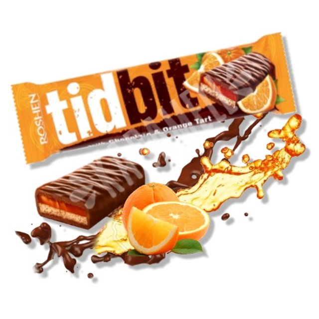 Biscoito Cobertura Chocolate e Recheio Geléia de Laranja - TidBit - Ucrânia